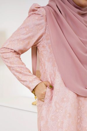 Baju Kurung Riau Lace Adiona - Pastel Pink