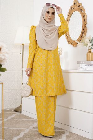 Baju Kurung Riau Lace Adiona - Yellow Sunkiss