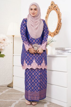 Baju Kurung Moden Lace Songket Ramadhani - Royal Blue