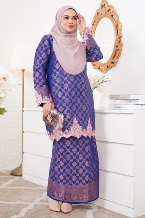 Baju Kurung Moden Lace Songket Ramadhani - Royal Blue