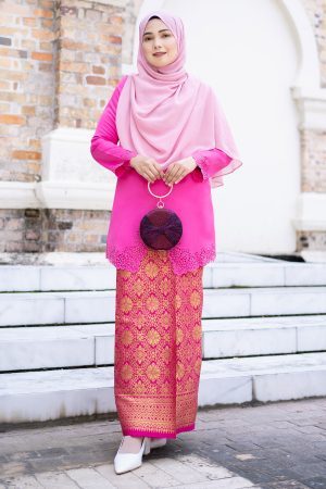 Baju Kebarung Lasercut Hedda - Fuschia Pink