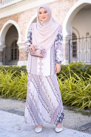 Baju Kurung Pleated Hetty - Brown Champagne