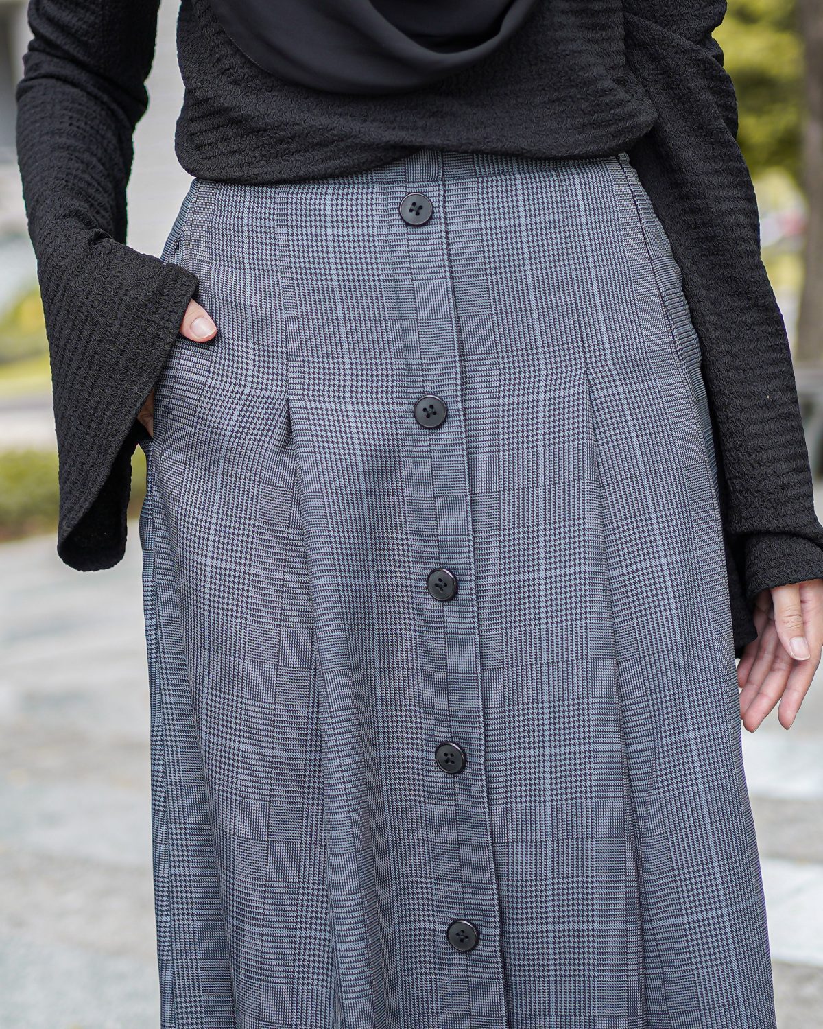 Skirt Button Karina Laluna X MCC – Anchor Grey – MuslimahClothing.Com