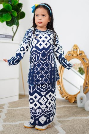 Baju Kurung Moden Anisha Kids - Navy Blue