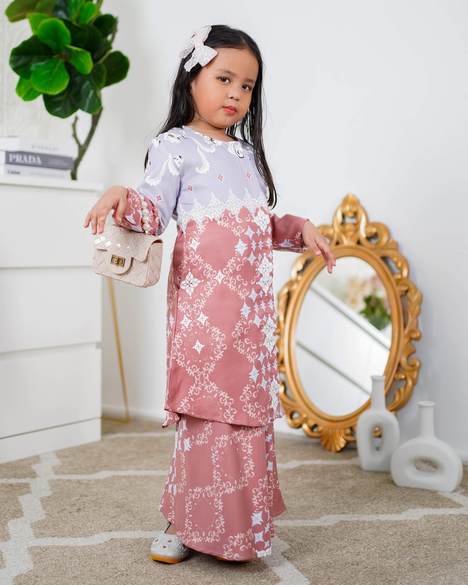 Baju Kurung Moden Asira Kids – Pink Coral – MuslimahClothing.Com
