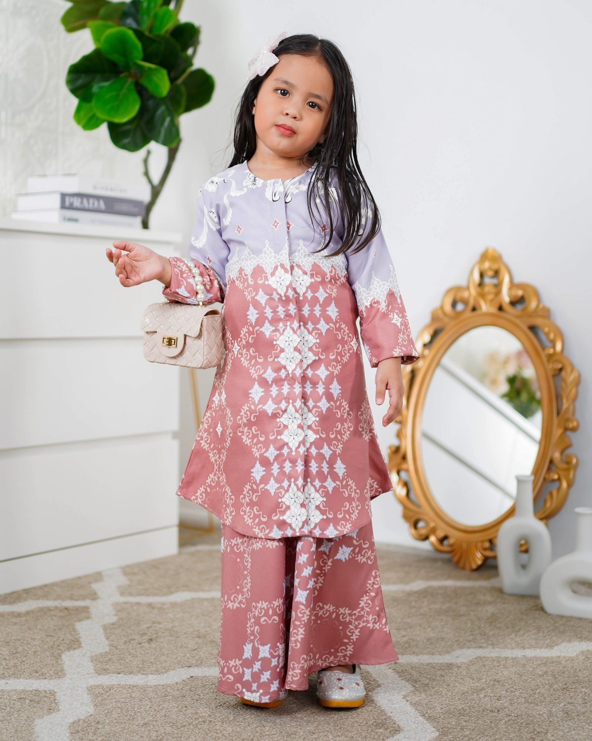 Baju Kurung Moden Asira Kids – Pink Coral – MuslimahClothing.Com