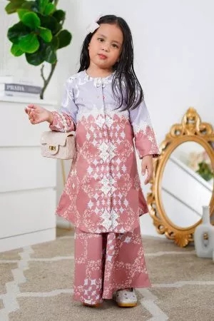 Baju Kurung Moden Asira Kids - Pink Coral