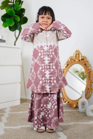 Baju Kurung Moden Asira Kids - Cranberry