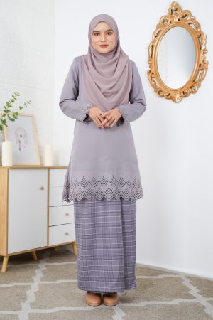 Baju Kurung Lasercut Andhani - Graphite Grey