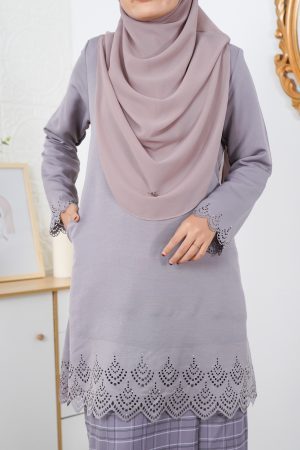 Baju Kurung Lasercut Andhani - Graphite Grey