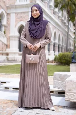 Dress Pleated Haifa - Brown Coffee