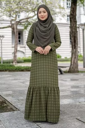 Dress Ruffle Lasha Laluna X MCC - Olive Green