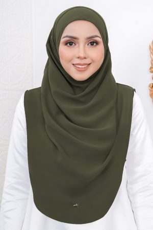 Tudung Instant Sarung Chiffon Velina XL Valily X MCC – Army Green