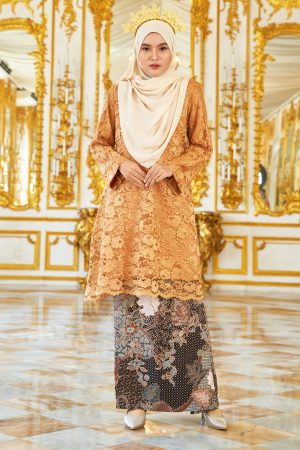 Baju Kurung Lace Batik Alexa - Fawn Beige