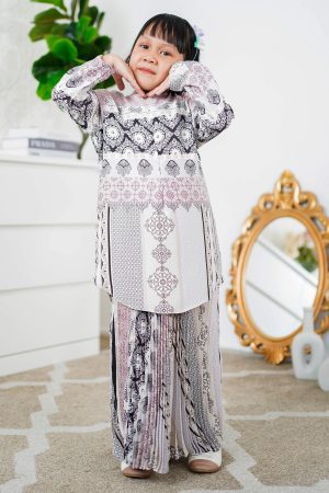 Baju Kurung Pleated Hetty Kids - Brown Champagne