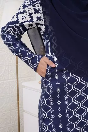 Baju Kurung Moden Anisha - Navy Blue