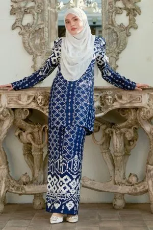 Baju Kurung Moden Anisha - Navy Blue