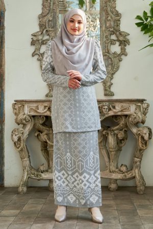 Baju Kurung Moden Anisha - Powder Grey