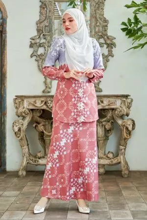 Baju Kurung Moden Asira - Pink Coral