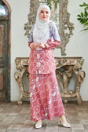 Baju Kurung Moden Asira - Pink Coral