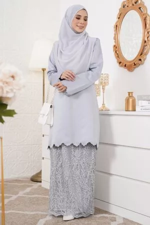 Baju Kurung Riau Sulam Nufaysya - Cloudy Grey