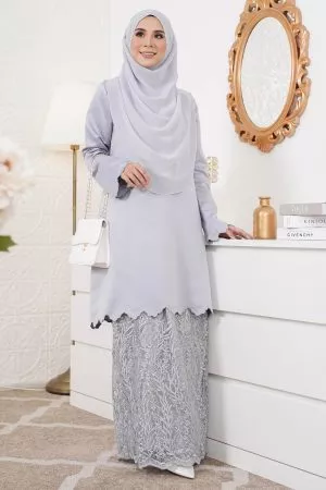 Baju Kurung Riau Sulam Nufaysya - Cloudy Grey