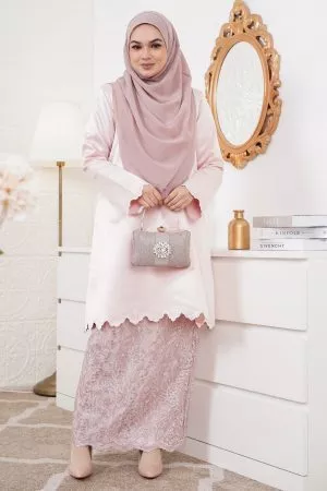 Baju Kurung Riau Sulam Nufaysya - Crystal Pink