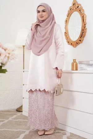 Baju Kurung Riau Sulam Nufaysya - Crystal Pink