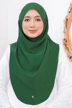 Tudung Instant Sarung Chiffon Velina L Valily X MCC - Core Green