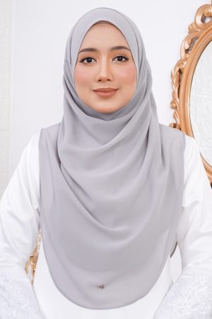 Tudung Instant Sarung Chiffon Velina L Valily X MCC - Sage Grey