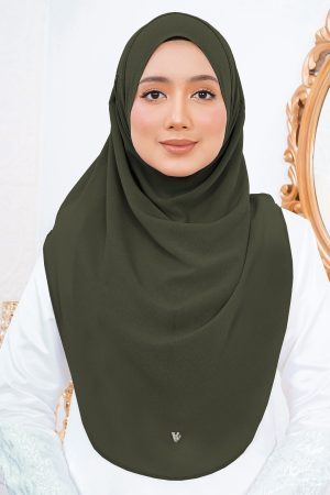 Tudung Instant Sarung Chiffon Velina L Valily X MCC - Army Green