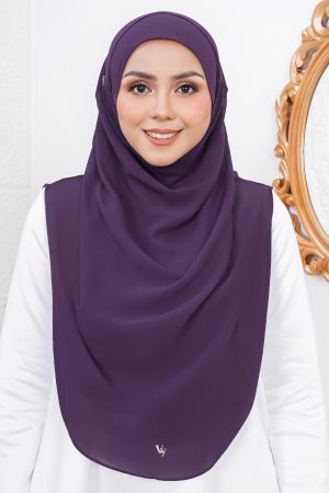 Tudung Instant Sarung Chiffon Velina XL Valily X MCC – Deep Purple