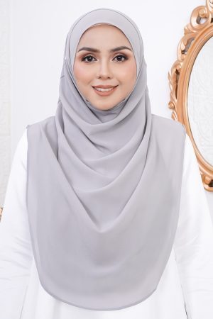 Tudung Instant Sarung Chiffon Velina XL Valily X MCC – Light Grey