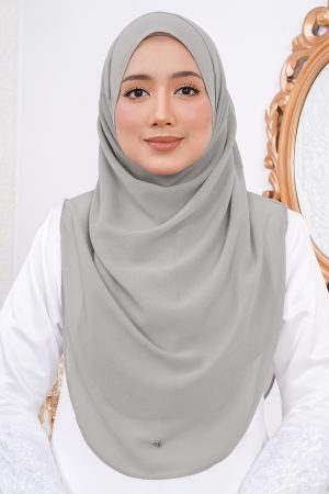 Tudung Instant Sarung Chiffon Velina XL Valily X MCC – Pewter Grey