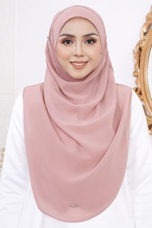 Tudung Instant Sarung Chiffon Velina XL Valily X MCC – Rosy Brown