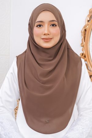 Tudung Instant Sarung Chiffon Velina L Valily X MCC - Caramel Brown