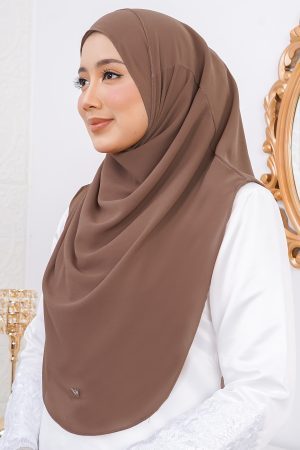 Tudung Instant Sarung Chiffon Velina L Valily X MCC - Caramel Brown