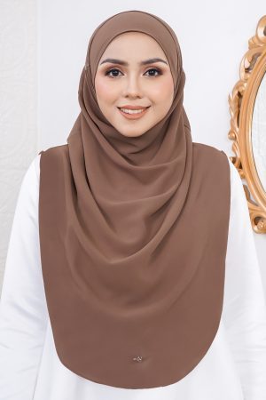 Tudung Instant Sarung Chiffon Velina XL Valily X MCC – Caramel Brown