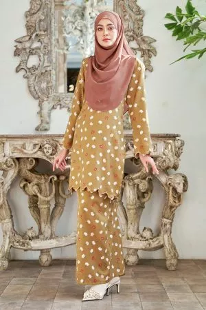 Baju Kurung Sulam Lirnia - Daisy Bronze