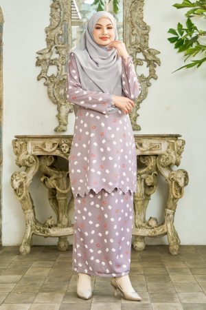 Baju Kurung Sulam Lirnia - Daisy Mauve