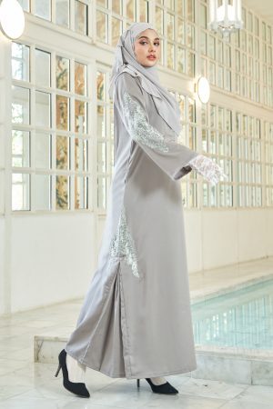 Abaya Lace Pleated Ramia - Tan Linen