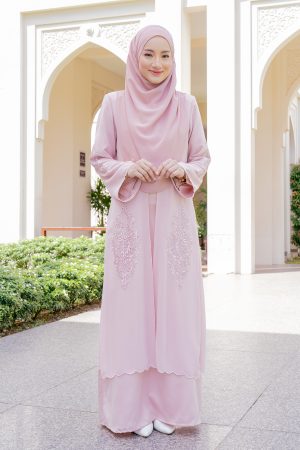 Abaya Cardi Lace Radea - Crepe Pink