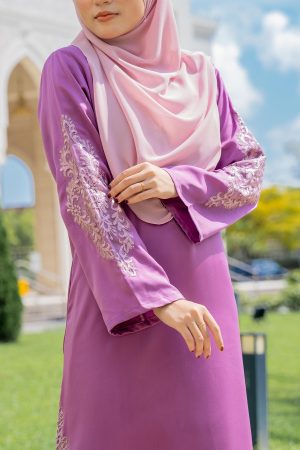 Abaya Lace Pleated Ramia - Amethyst Purple
