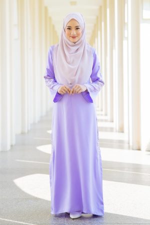 Abaya Lace Pleated Ramia - Imperial Lavendar