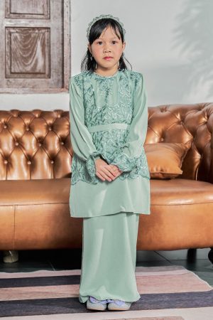 Baju Kurung Lace Arabella Kids – Fern Green