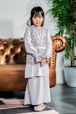 Baju Kurung Lace Arabella Kids – Mauve Petal
