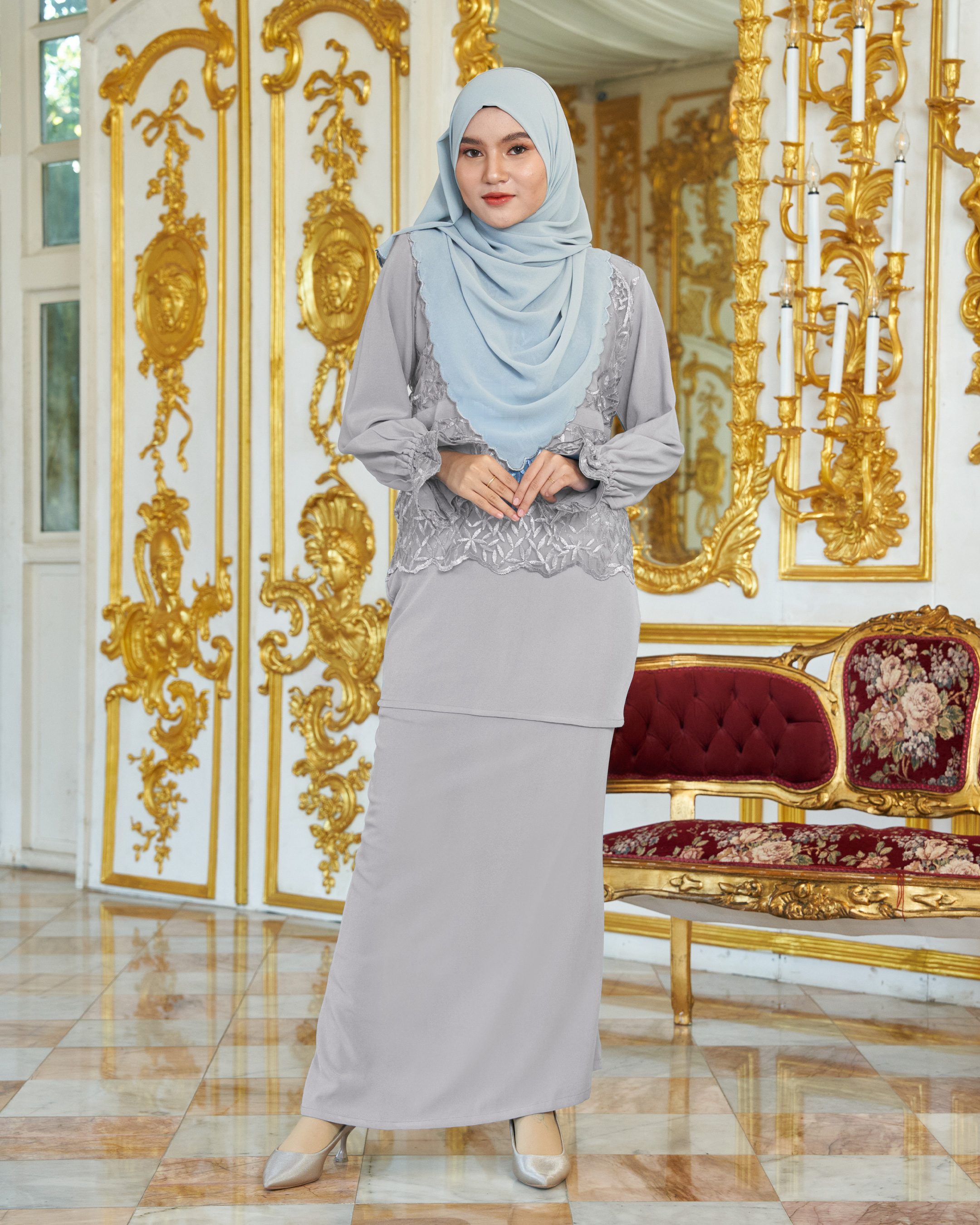 Baju Kurung Lace Arabella – Mauve Petal – MuslimahClothing.Com