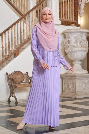 Dress Lace Pleated Rosalia - Lavendar Purple