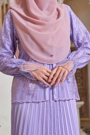 Dress Lace Pleated Rosalia - Lavendar Purple