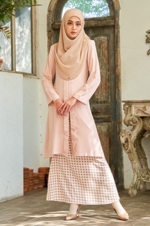 Baju Kebarung Printed Lani - Tan Beige